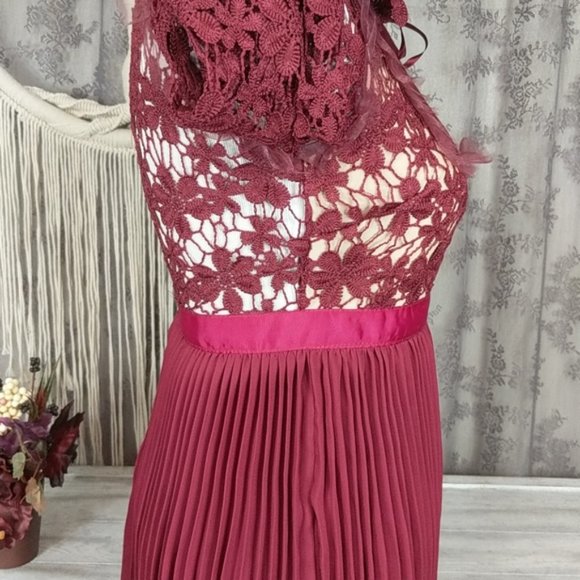 Romeo and Juliet Couture berry pleated lace dress - Picture 10 of 16